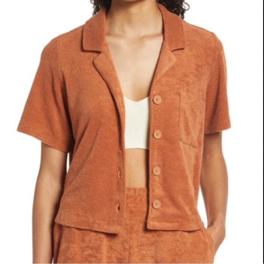 NEW Marine Layer Terrycloth button down short sleeve top